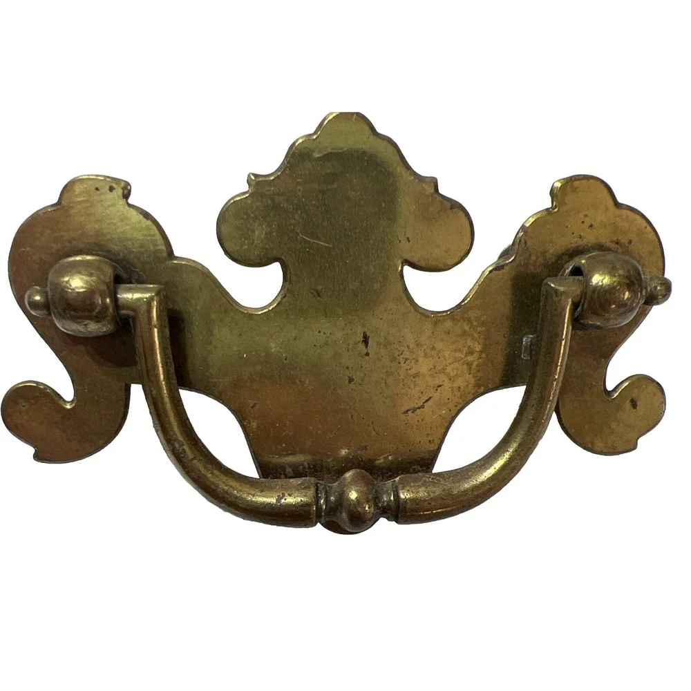 Gold Tone Brass Drawer Pulls‎ Handles LOT Of 5 Mixed Sizes & Styles